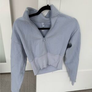 SKIMS Light Blue cropped Quarter-Zip Sweatshirt